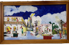 Old Vtg 1966 Folk Art Mexico Painting Mexican Street Watercolor Signed Powell