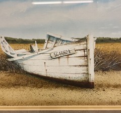Original Watercolor Painting by Stephen Sebastian South Carolina Beach Skiff