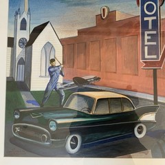 Henryk M. Fantazos b. 1944 Original Gouache Painting Surreal Polish American