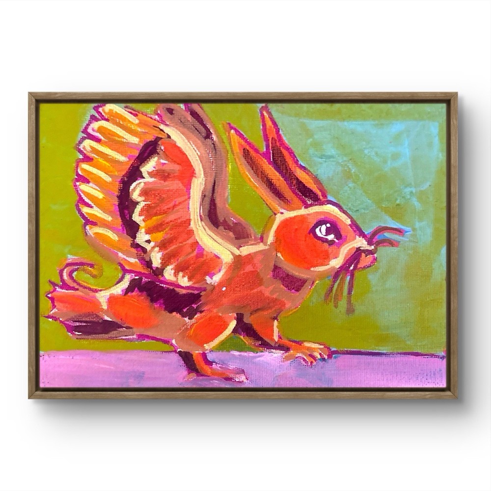 PORTIA Original Flying Bird Rabbit Bruny Island 13x18cm Canvas Painting Tasmania