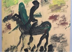 Purvis Young Original Painting Rider on Horse Signed Outsider Art Miami