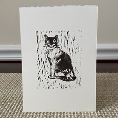 Original Woodblock Cat Etching By Fran Ritchie Yost D-2
