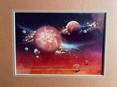 Artwork Space Stars Planets in Space Matted Ready To Frame Signed By Tom Gall