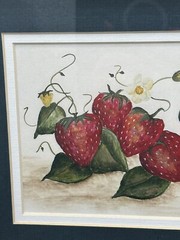 Original Artwork Strawberries by Tami Wolfgram Signed Cottage Core 11 x 9.5 in