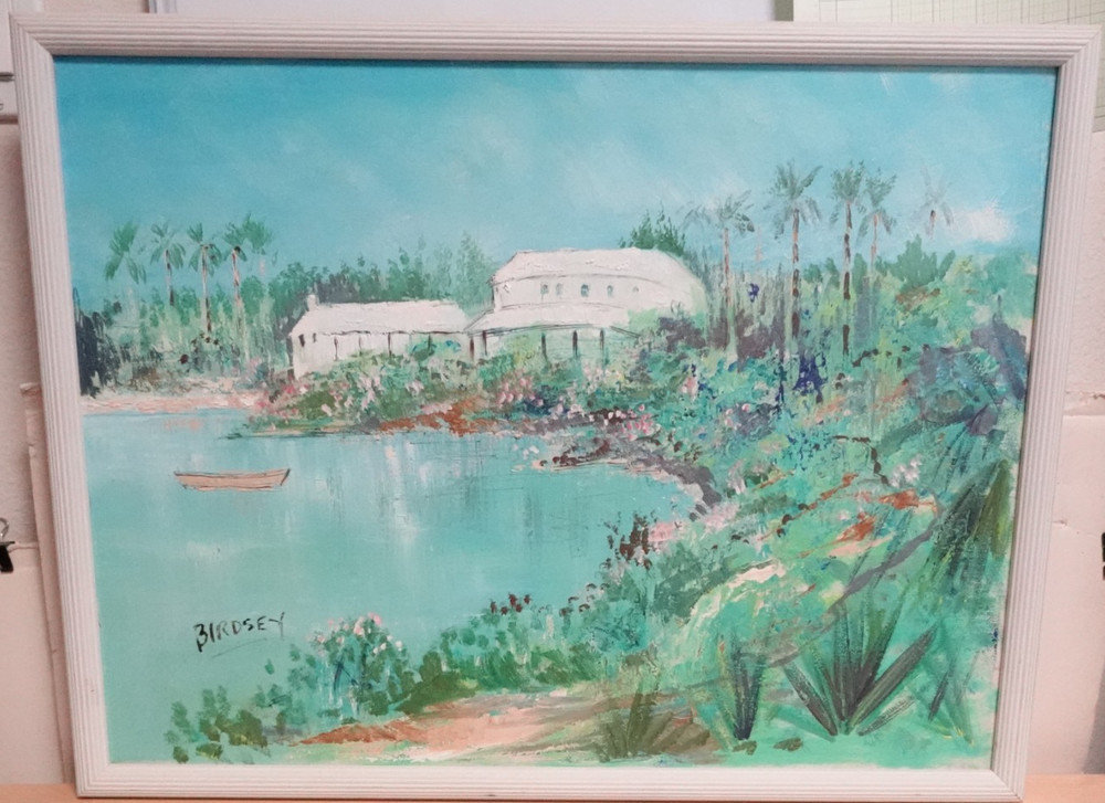 ALFRED BIRDSEY BERMUDA OLD ORIGINAL OIL ON CANVAS BOAT SCENE SEASCAPE PAINTING