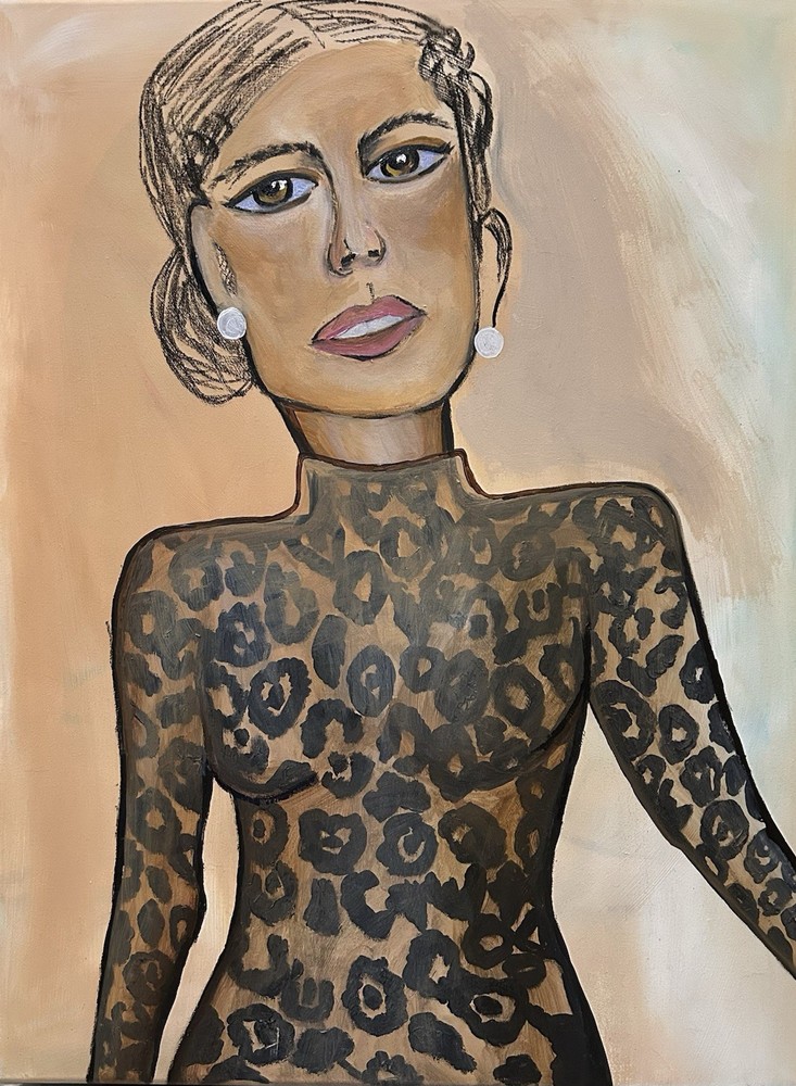 Original Portrait Acrylic And Charcoal On 18×24 Canvas – Modern/impressionist
