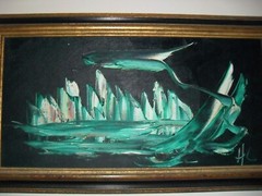 Large 16 1/2 x 28 1/2 High-End-Artist-HC Art Oil On Canvas „New York Skyline“ 