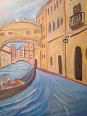 Original Signed 9×12 Venice Canal Bold Acrylic Canvas Impressionist Home Decor