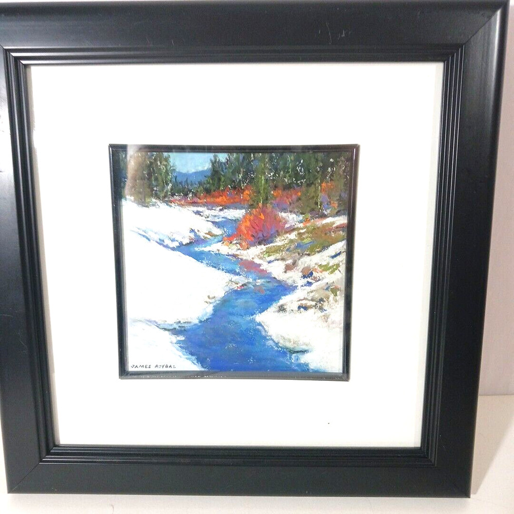 James Roybal Original Pastel Painting Winter Creek Landscape Snow Signed
