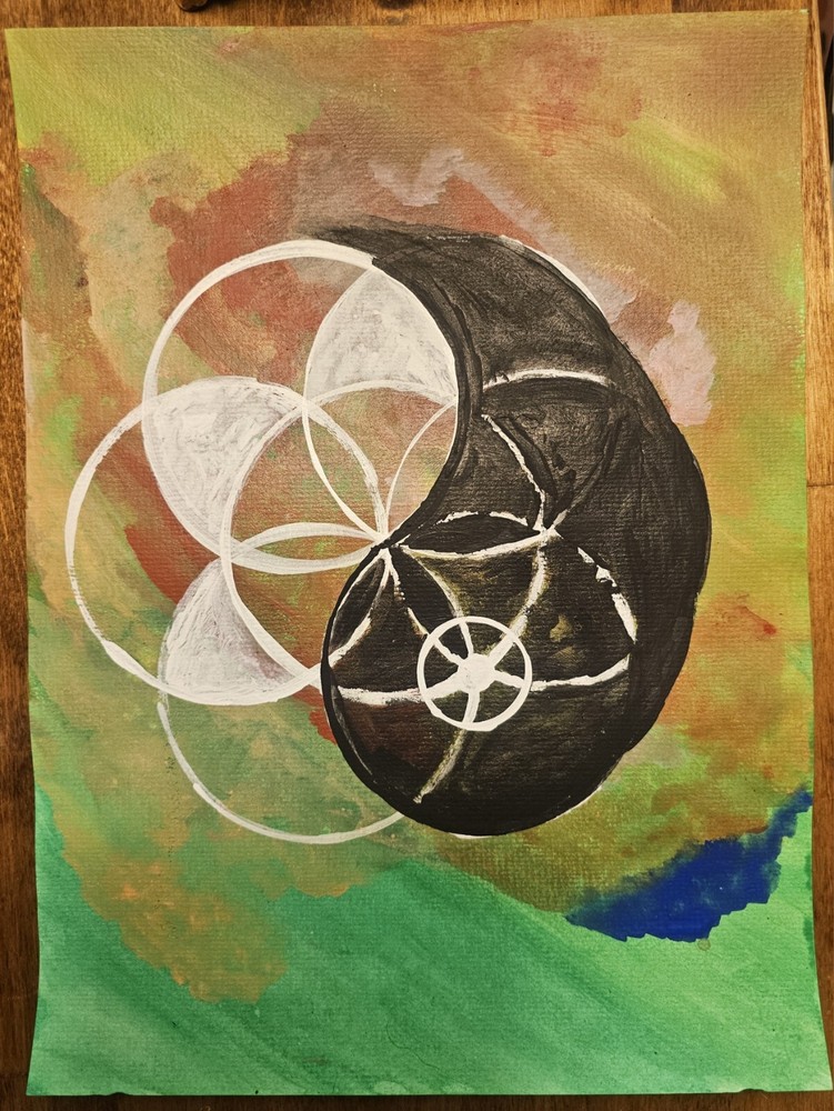 Original Acrylic Painting Seed Of Life Sacred Geometry Yin Yang ☯️
