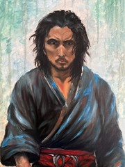 Samurai Painting Japan Man Original Art Warrior Artwork Japan Wall Art Large Art