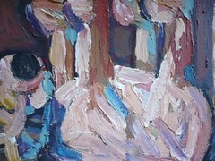 VINTAGE LATIN ? AFRICAN SCHOOL MODERN MODERNISM CHUNKY EXPRESSIONIST OIL CANVAS