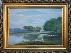 Impressionist Summer Seascape Oil Painting Antique 82x62cm