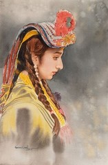 Indigenous Kalash Woman Pakistan Hand Made Water Color on Paper 14″x“21