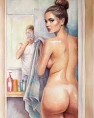 Erotic Art Nude Pin Up Girl Passion of Love Erotica Collection Canvas Print 261
