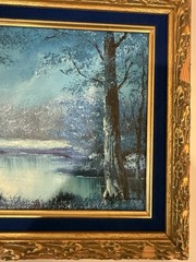 Vintage Oil on Canvas Framed Painting 10″ x 13″ Framed Landscape Anco Bilt Flaw