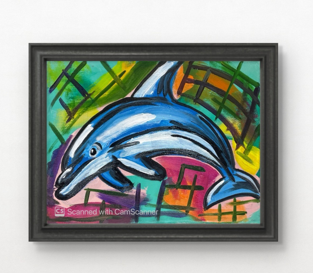 Messa Art: Blue Freedom- 11×14 Acrylic Neo Expressionism Original on Canvas