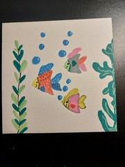 Fish Art ORIGINAL Painting Whimsical Impressionism 5×5 Ocean Lake GAT PAINTINGS