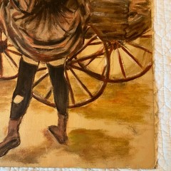 Americana wagon train original PAINTING by Schman western