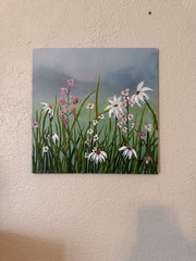 Original Floral Garden Acrylic Painting 12×12 Heather McCoy Colorful Flowers