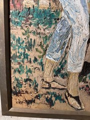 Huge Mid-20th Century „Female In Garden Scene“ Oil On Board Painting – Framed