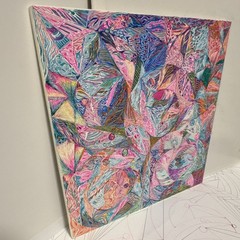 Handmade OOAK Abstract Multicolor Canvas Painting, Unframed, Single Piece