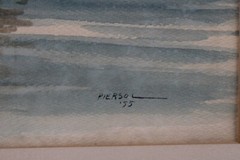 New England Boat Dock Coastal Watercolor Painting Signed Piersol 55