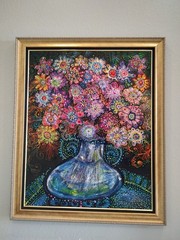 Original 2013 Hector Cata cuban painter Jarron con Flores“ (1947-2024) with COA