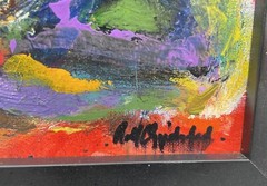 Modern Painting Art Picture Abstract Composition Danish Midcentury 34.5x28cm