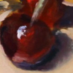 RED CHERRIES still life Oil painting UKRAINE 8X10
