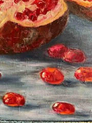 Original Oil Painting “Ruby Pomegranates” – Still Life, 40.5×50.5 cm, Signed, 20