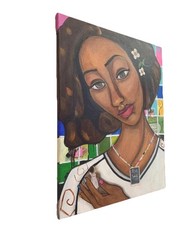 ORIGINAL 16×20 African American Abstract Portrait Painting Canvas ART