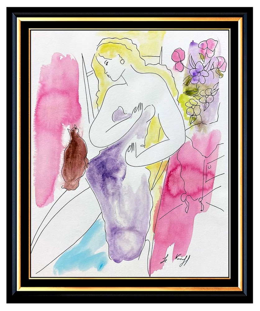 LINDA LE KINFF Original Acrylic PAINTING Female Portrait Signed Framed Artwork