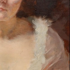 E. O. Braun – German School Early 20th Century Oil, Lady with Roses
