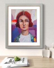 Original Painting Art Abstract Face Expressionist Woman Portrait 14×11