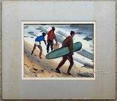 1960s „Beach Boys Laguna“ CaLiFoRnia Surfers Regionalist Scene Watercolor