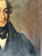ANTIQUE PAINTING PORTRAIT MAN MEN 18TH TO 19TH CENTURY AMERICAN HEIRLOOM AS IS