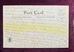 Antique Original Painting Pen Ink Watercolor Signed~Note From Artist Postcard