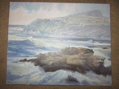 Soft seascape coast beach ocean rocks hand painted original PAINTING