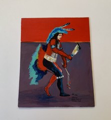 Painting Native American Indian Portrait Eagle Dancer ￼Signed Original Vtg 1993￼