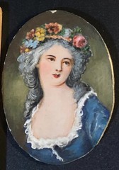 Miniature Portrait Lady Hand Painted Civil War Period Brooch Victorian Brooch
