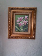 Antique/vintage Gold Wooden Frame W A Recent 8×10 Flower Oil Painting Signed