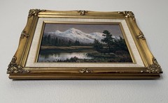 Original HEINIE HARTWIG Oil Painting „Early Spring by the Lake“ 9×12 Framed