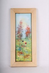 Louis Cardin Enamel on Copper Framed – IMPRESSIONIST – BOY IN ORCHARD WOODS