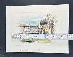 Watercolor Painting Fishing Boat Unloading Catch At Harbor 4×6″ Fine Art Davel