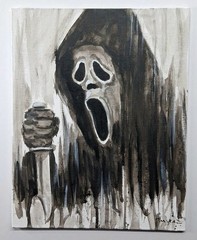 Original Ghostface Painting Thayer Art Signed OOAK SCREAM Horror Scary Movie