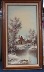 EUC ELEGANT SIGNED BY E.MEIBLE OIL PAINTING MATTED AND FRAMED PICTURE