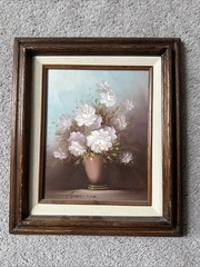 ORIGINAL ROBERT COX STILL LIFE FLORAL OIL CANVAS PAINTING 15×12 3/4”