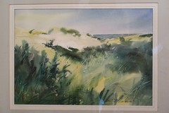 Vtg Cape Cod Dunes Watercolor Robert F. Calrow Signed Framed Matted HTF VGC