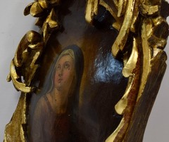 18th century, RUSSIA, antique icon, carved, St. Catherine, oil, 20.0 × 13.8 in